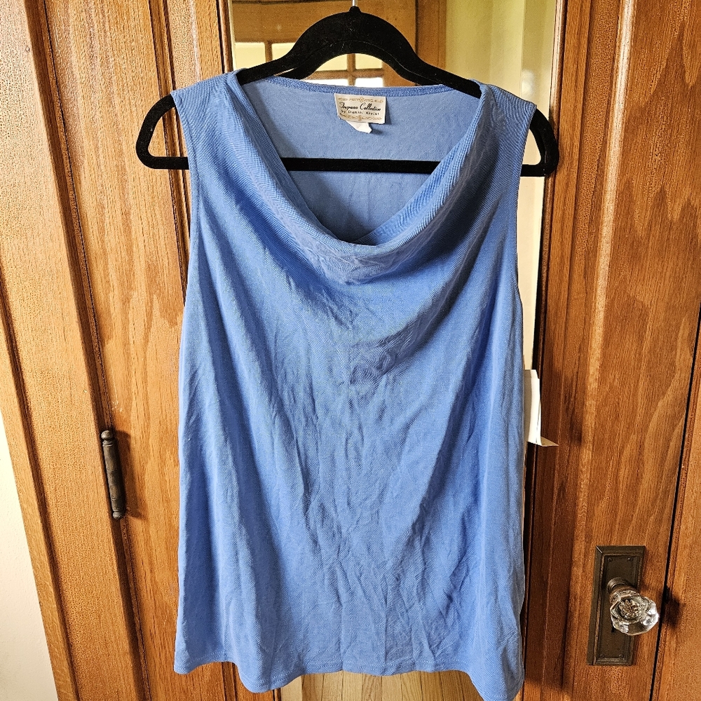 David Kiviat Trepano Collection Cornflower Blue Slouch Neck Shirt Large Vintage